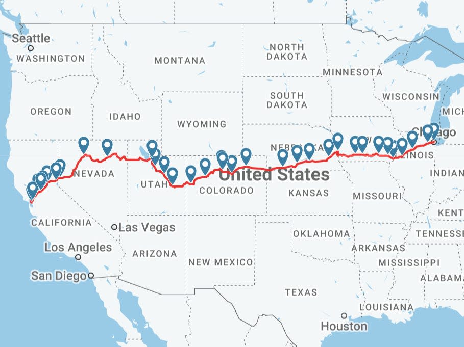 California Zephyr Amrak route map