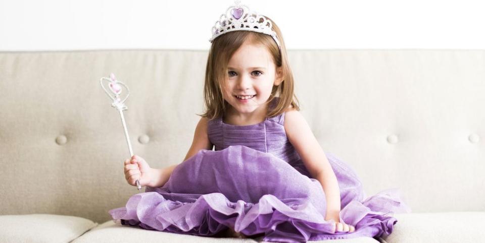 <p>A pretty dress plus plastic crown and wand equals one easy last-minute princess costume.</p><p><a class="link " href="https://www.amazon.com/Kuzhi-Frozen-Crown-Tiara-Wand/dp/B071D4LK4B/?tag=syn-yahoo-20&ascsubtag=%5Bartid%7C10050.g.23785711%5Bsrc%7Cyahoo-us" rel="nofollow noopener" target="_blank" data-ylk="slk:SHOP CROWNS AND WANDS;elm:context_link;itc:0;sec:content-canvas">SHOP CROWNS AND WANDS</a> </p>