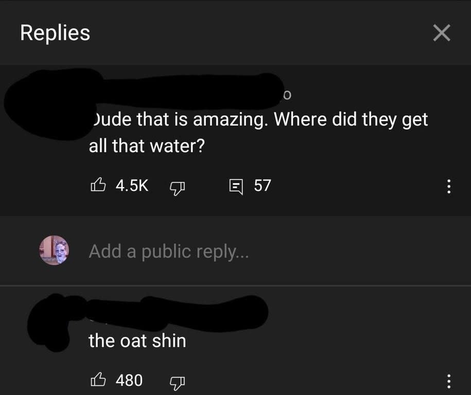 Person misspelling ocean as "oat shin"