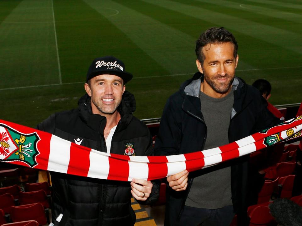 Wrexham owners Ryan Reynolds and Rob McElhenney hold a press conference (Action)