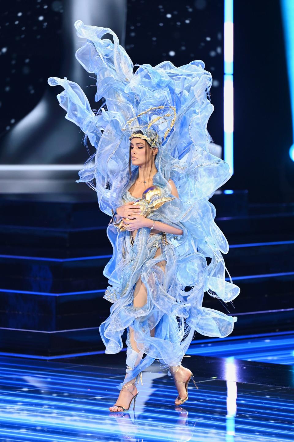 Miss Ukraine 2023 participates in the Miss Universe National Costume Contest.