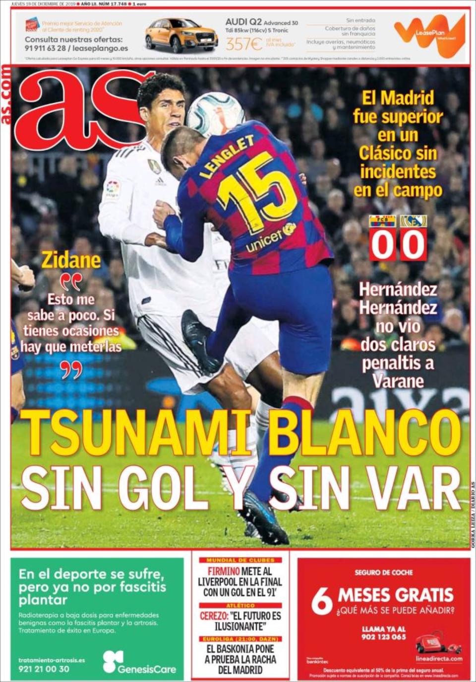 Las portadas del Clásico: polémica arbitral en los diarios de Madrid y en  Barcelona destacan la ausencia de goles