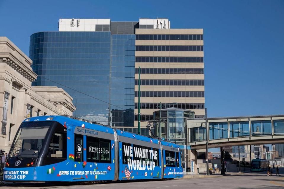 A newly wrapped KC streetcar will be aiding in the promotion of Kansas City as an ideal spot for World Cup 2026 matches when FIFA delegates visit this week.