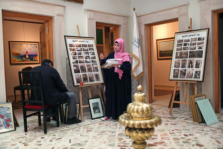 Libyan artists work at the art gallery and cultural centre in the old city of Tripoli, Libya April 23, 2019. Picture taken April 23, 2019. REUTERS/Ahmed Jadallah