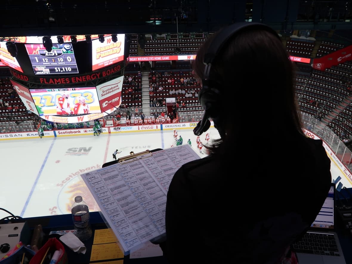 Prusina says she's dealt with pushback after being announced as the voice of the Wranglers, but she's happy to be a part of the team and wants to make fans proud. (David Mercer/CBC - image credit)