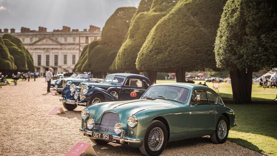 A scenic shot from the Concours of Elegance at Hampton Court