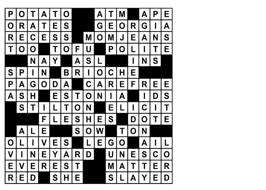 USA TODAY Network newspaper crossword, sudoku puzzle answers today