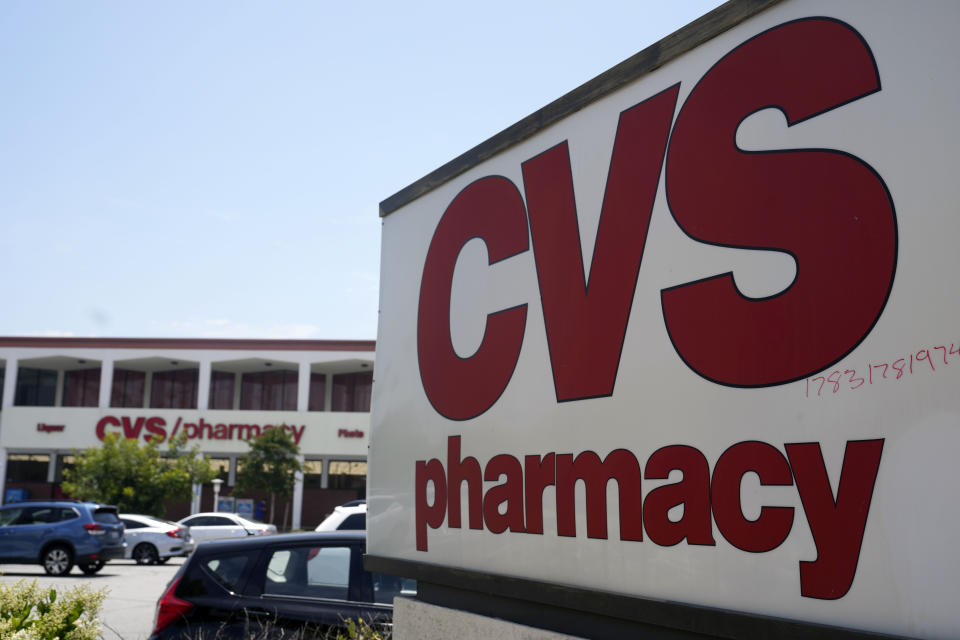 FILE - A sign marks a CVS store on May 16, 2023 in Pasadena, Calif. (AP Photo/Marcio Jose Sanchez, File)