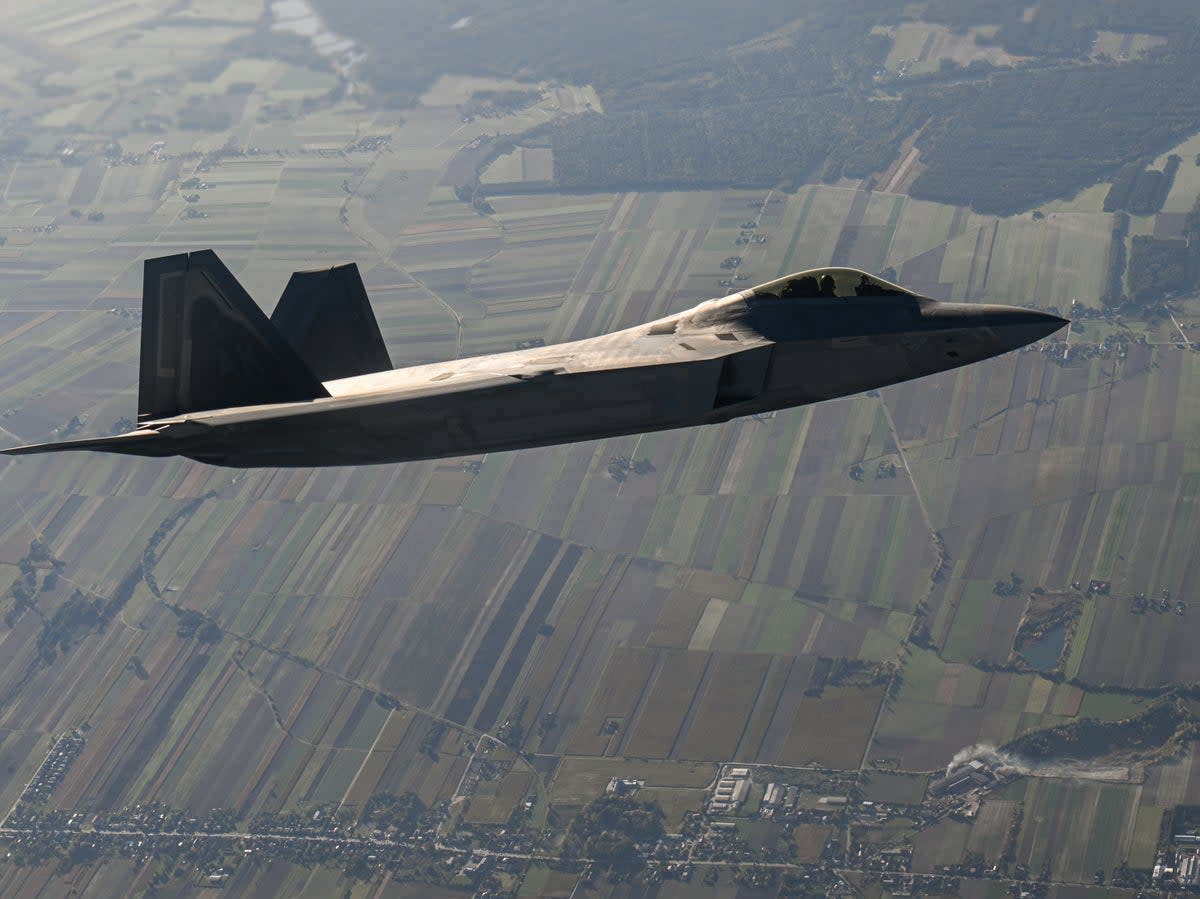 F-22 Raptor takes part in a Nato exercise at the 32nd Air Tactical Base on October 12, 2022 in Lask, Poland (Getty Images)
