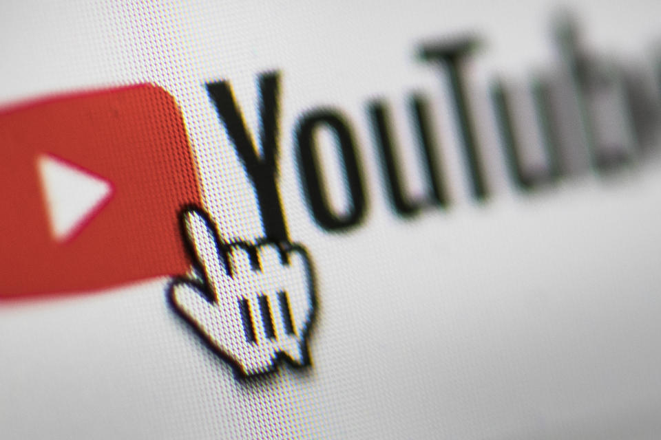 BERLIN, GERMANY - MARCH 26: In this photo illustration the mouse cursor is pictured on the YouTube logo on March 26, 2019 in Berlin, Germany. (Photo Illustration by Florian Gaertner/Getty Images)