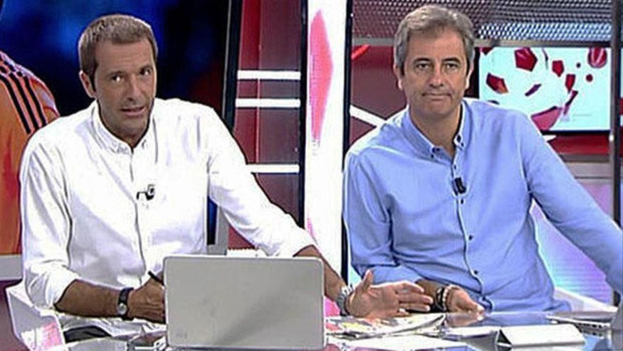 Manu Carreño y Manolo Lama cuando presentaban juntos Deportes Cuatro. (Foto: Mediaset).