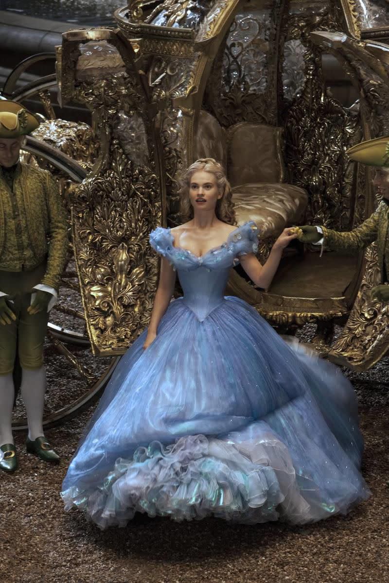 Lily James is Cinderella in Disney’s live-action “Cinderella,” directed by Kenneth Branagh.