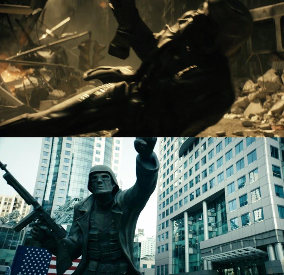 A statue of Soldier Boy seen in season three and season two of "The Boys."