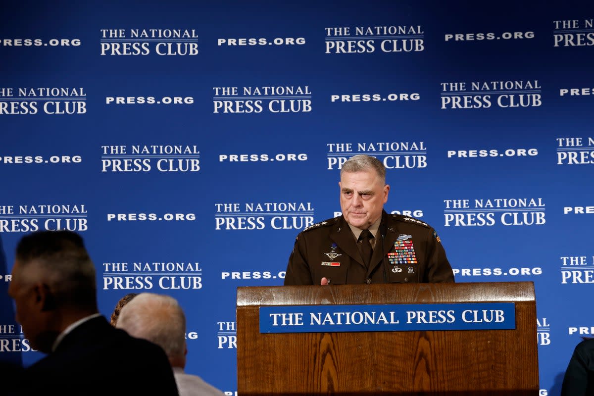 Joint Chiefs of Staff Chairman General Mark Milley speaks during the Headliners Luncheon at the National Press Club (Getty Images)