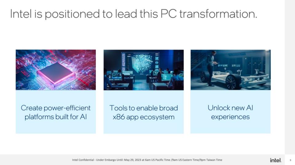 ▲Intel強調持續以其人工智慧技術、x86架構市場規模推動PC運算轉型