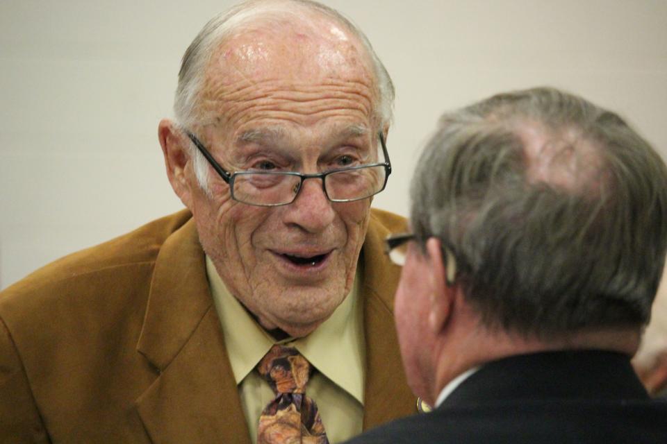 Dr. Lou Lukenda attends a reception at St. Jerome Catholic Church on Oct. 13, 2015, where he was presented with the Cross of Honour Medal for his contributions to the community.