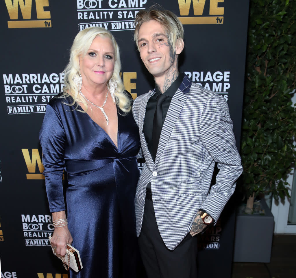 Jane Carter and Aaron Carter attend the premiere of "Marriage Boot Camp: Reality Stars Family Edition" at the Mondrian on Oct. 10 in West Hollywood, California. (Photo: Randy Shropshire/Getty Images for WE tv )