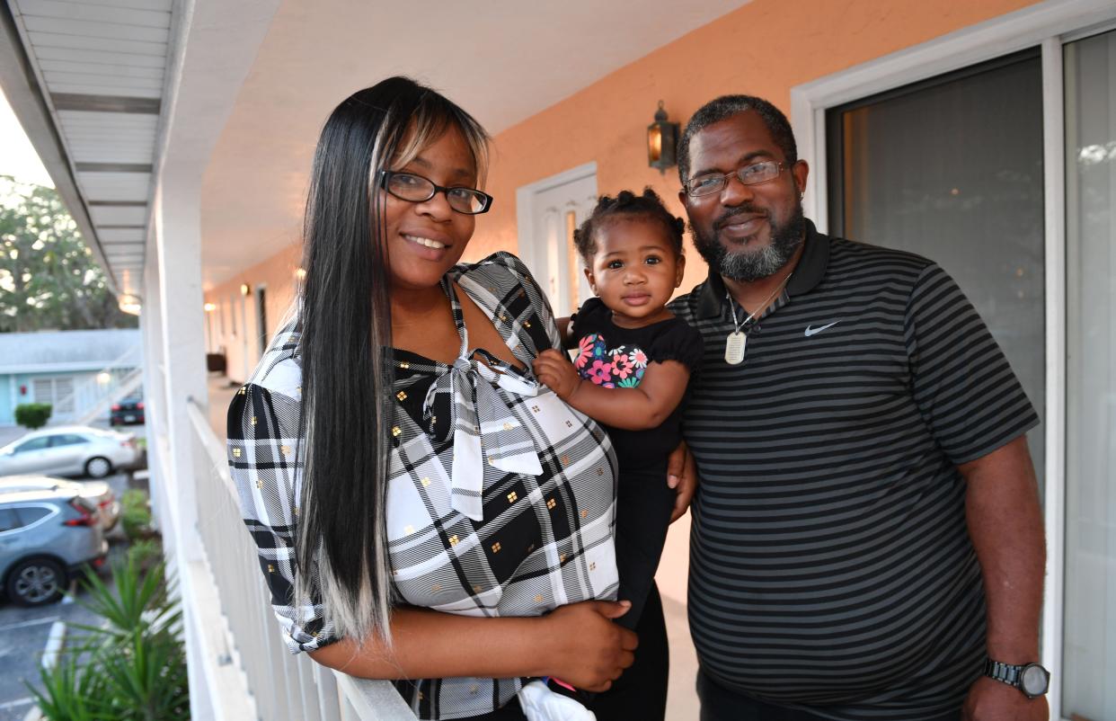 Kinah Johnson Ross, and Samuel Ross, with their daughter, Saminah, 13 months, at their apartment in Venice.   