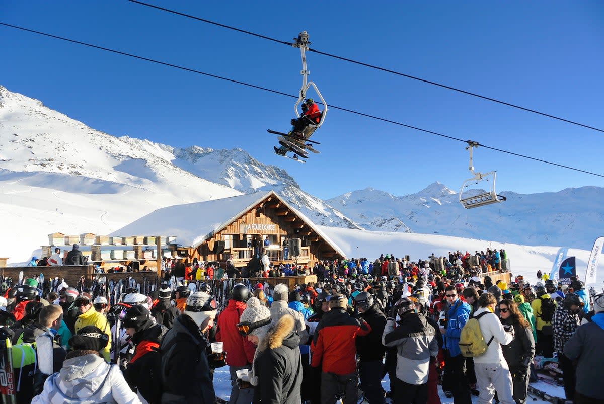 Apres-ski often means cutting loose while still in your ski boots (Getty Images)