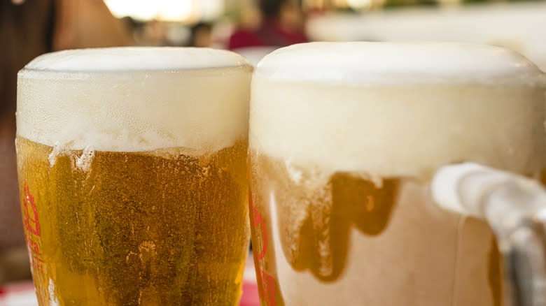 Two icy glasses of beer