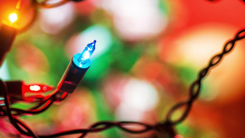 Christmas tree lights fuse close up