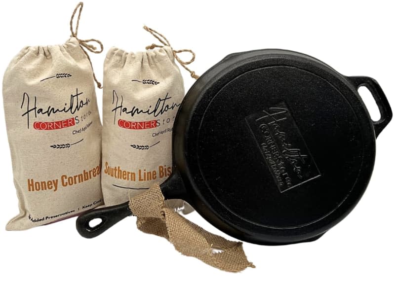 Hamilton Cornerstore Cast Iron Skillet with Cornbread Mix & Biscuit Mix