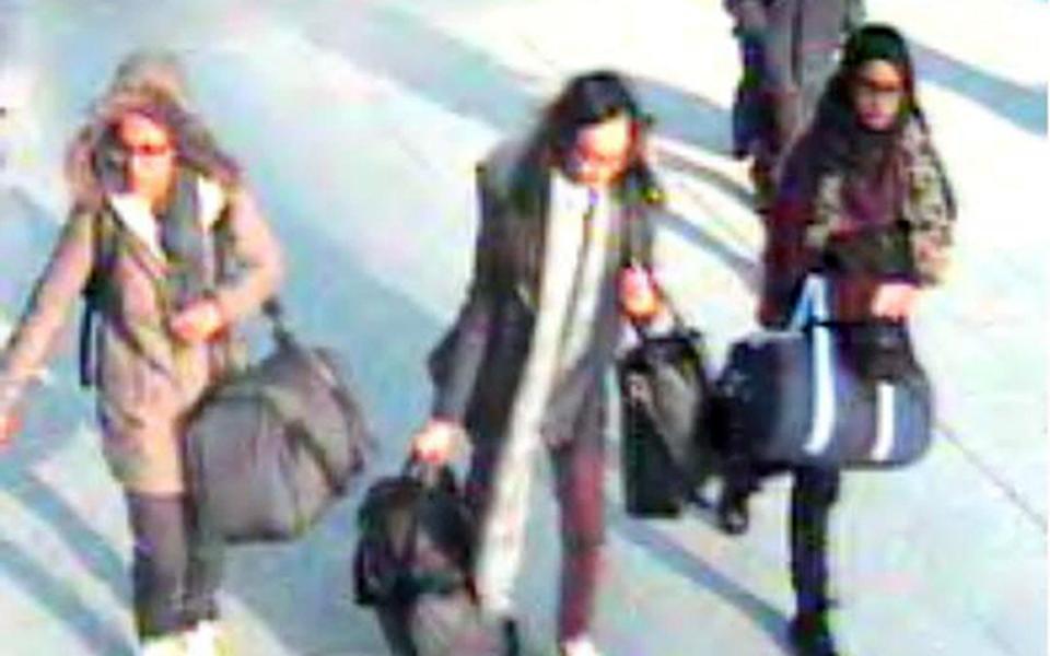 Ms Begum, right, was 15 when she and two other east London schoolgirls travelled to Syria in 2015 -  Metropolitan Police