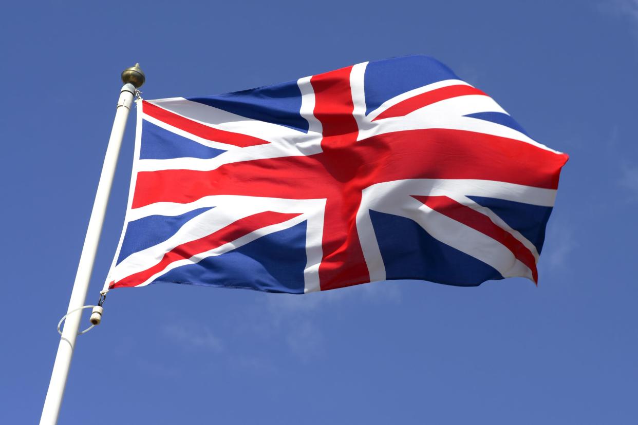 Union Jack waving in the wind.