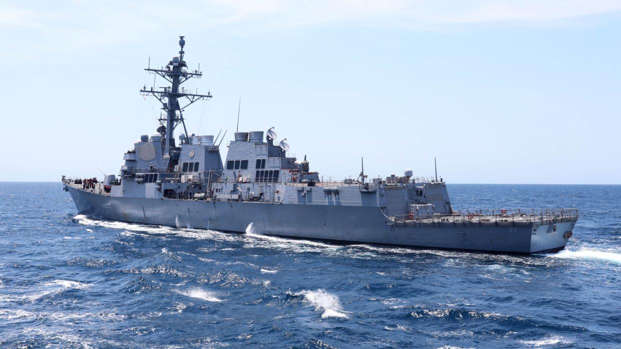 The guided-missile destroyer USS Mason (DDG 87) steams away from the fleet replenishment oiler USNS Joshua Humphreys (T-AO 188) after completing an underway replenishment-at-sea in the Atlantic Ocean, July 17. USNS Joshua Humphreys was standing watch as the Military Sealift Command Atlantic Duty Oiler, providing logistic support for U.S. Navy ships operating in the region.