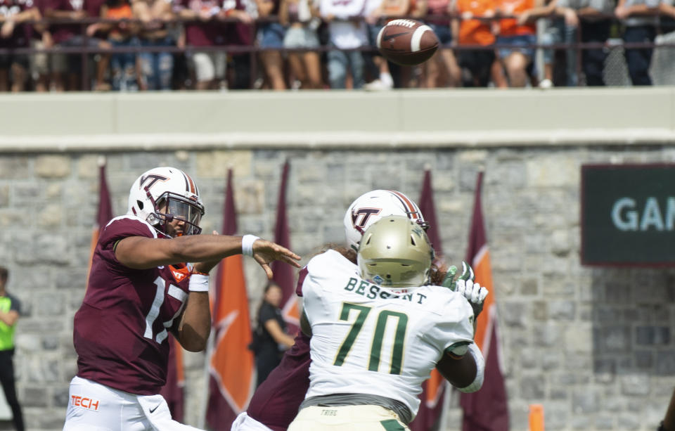 Former Virginia Tech QB Josh Jackson is transferring to Maryland. (AP Photo/Matt Bell)