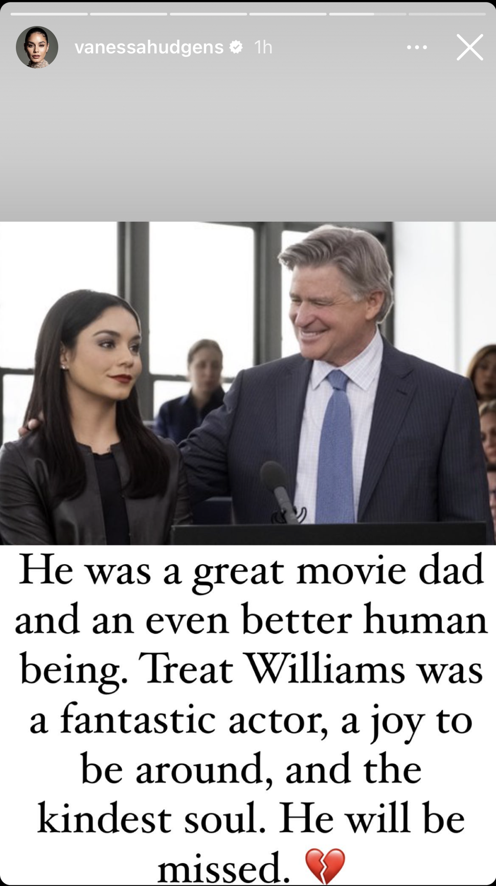 Vanessa Hudgens Treat Williams Tribute IG