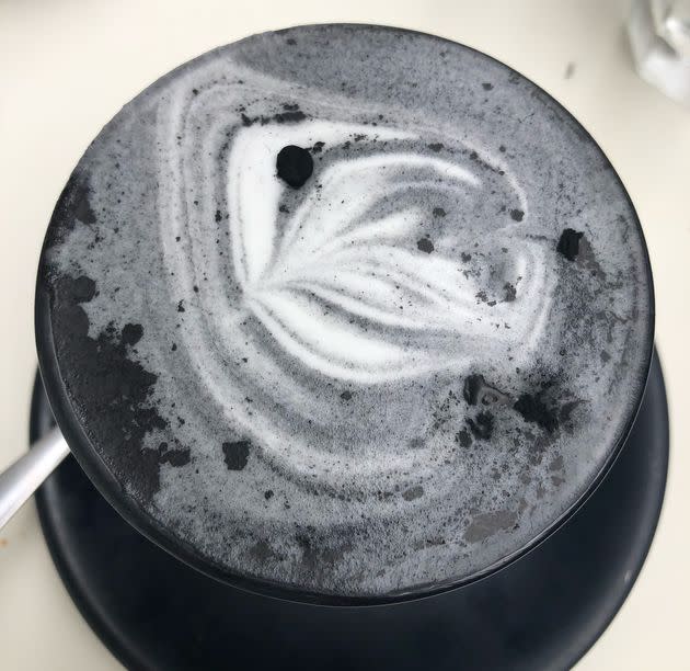 An activated charcoal latte.