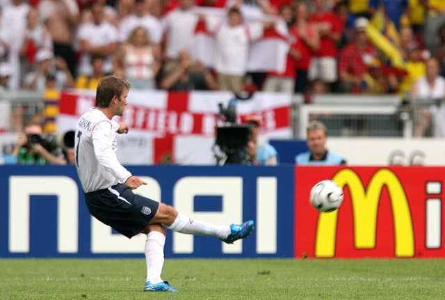 David Beckham scores against Ecuador