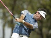 Mar 24, 2018; Austin, TX, USA; Bubba Watson of the United States tees off on number 8 playing against Kiradech Aphibarnrat of Thailand during the fifth round of the WGC - Dell Technologies Match Play golf tournament at Austin Country Club. Mandatory Credit: Erich Schlegel-USA TODAY Sports