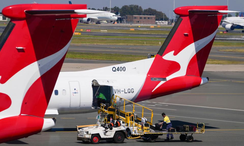 <span>Compensation hearings continued on Wednesday to resolve the years-long legal battle between the Transport Workers Union and Qantas over its decision to outsource jobs in late 2020.</span><span>Photograph: Mark Baker/AP</span>