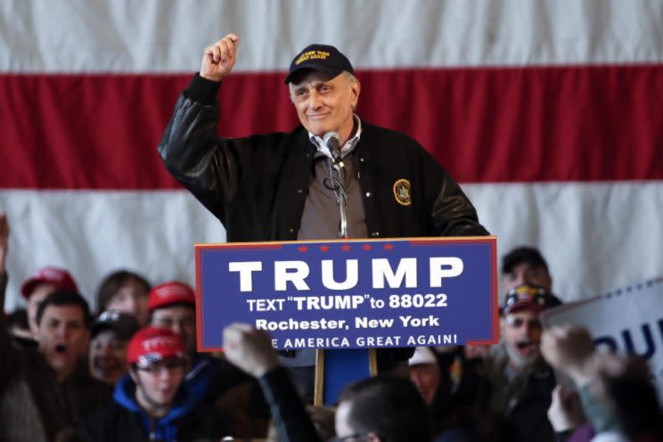 Carl Paladino speaks before a rally