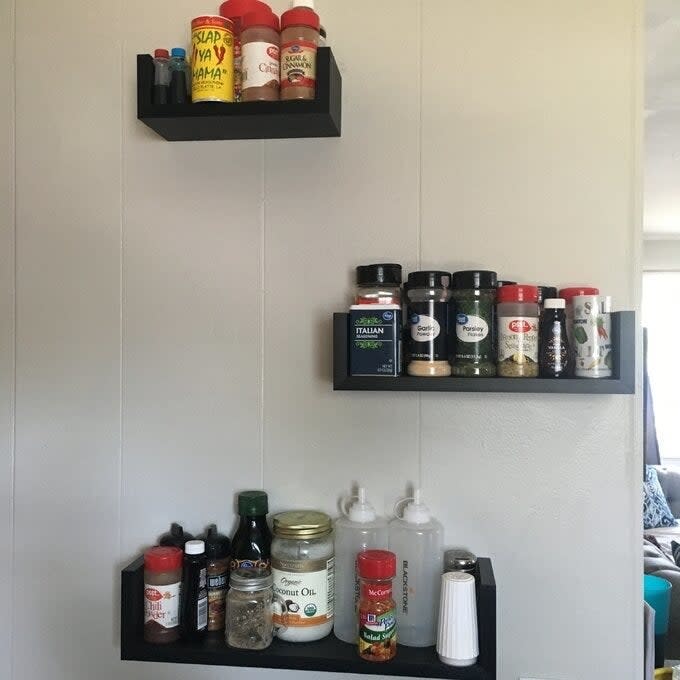 Different reviewer's image of the shelves holding their spices