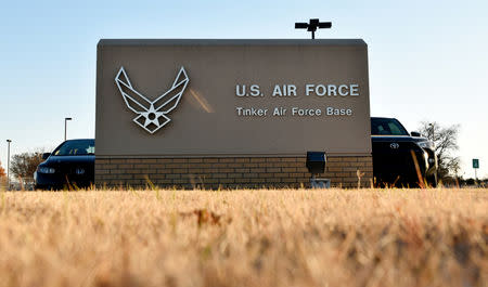 An entry gate is seen at Tinker Air Force Base, Oklahoma, U.S. November 26, 2018. REUTERS/Nick Oxford