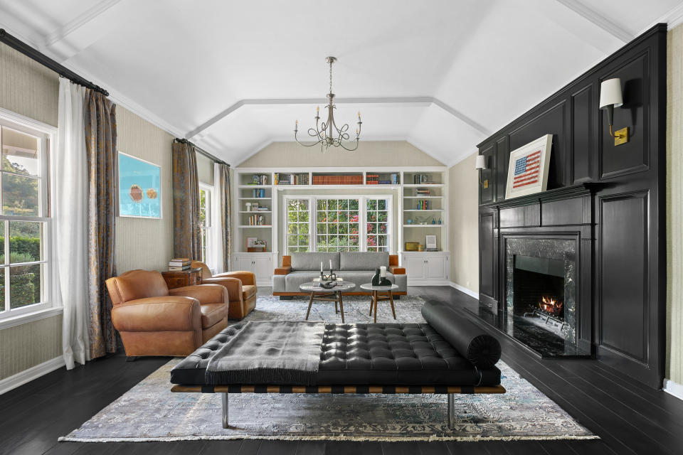 Colonial Revival-Style House - Beverly Hills - Living Room - Fireplace - Real Estate