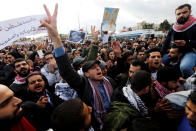 <p>Protesters shout slogans during a protest near the American Embassy in Amman, Jordan, Dec. 7, 2017. (Photo: Muhammad Hamed/Reuters) </p>