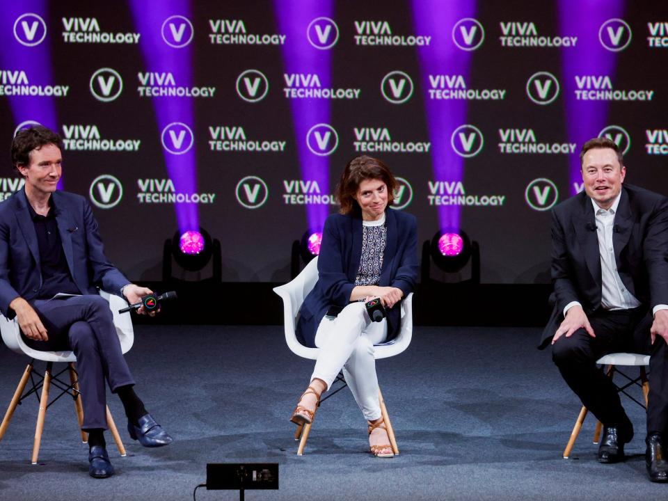 Elon Musk and Antoine Arnault at the VivaTech conference in Paris on June 16.