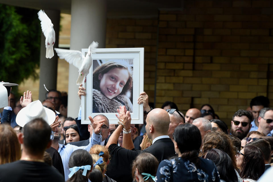 Doves are released after Veronique's funeral. Source: AAP