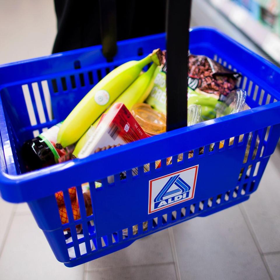 <p>You'll also have to bag your own groceries at Aldi. Most stores have an area that you can take your items to after checking out that gives you plenty of room to finish bagging before you leave.</p>