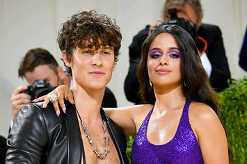 Mendes and Cabello pose for photos at the Met Gala