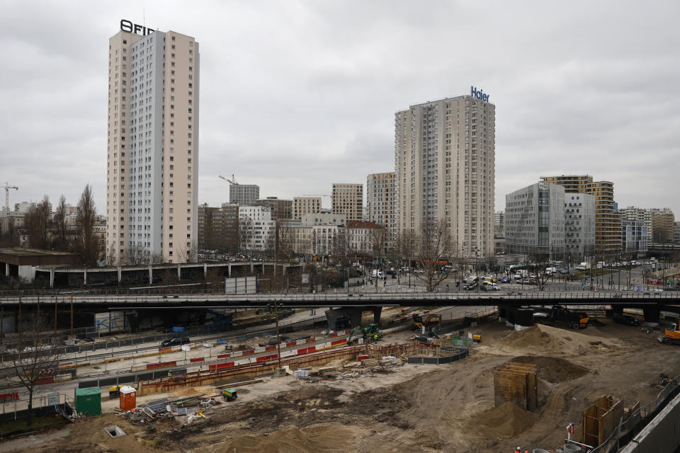 The Paris2024 Olympics Porte de la Chapelle Arena building site is pictured Monday, Jan. 23, 2023 in Paris. The olympic venue will host the badminton and rhythmic gymnastics event and para badminton and para powerlifting with a capacity of 6,700 to 7,000 spectators. (AP Photo/Lewis Joly)