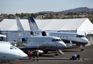 Business jets are seen at the NBAA exhibition in Las Vegas