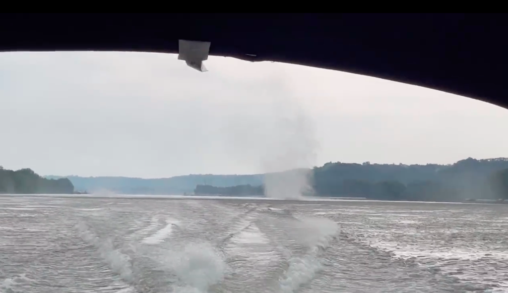A rare gustnado is caught on camera by a person boating along the Ohio River over the weekend. (Twitter/@KSU_Evan)