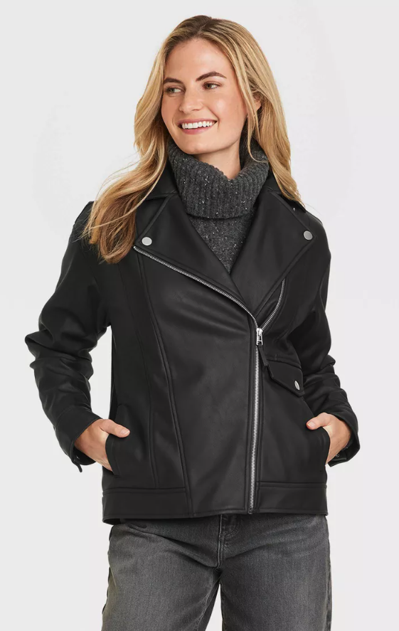 LY VAREY LIN Official Store, Jackets & Coats, Women Black Faux Leather  Jackets Casual Short Oversized Motor Biker Jacket