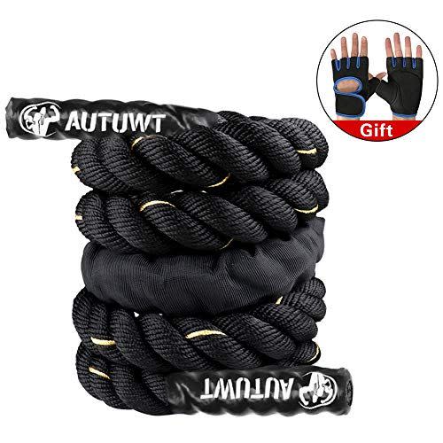 4) Weighted Jump Rope Battle Rope with Gloves