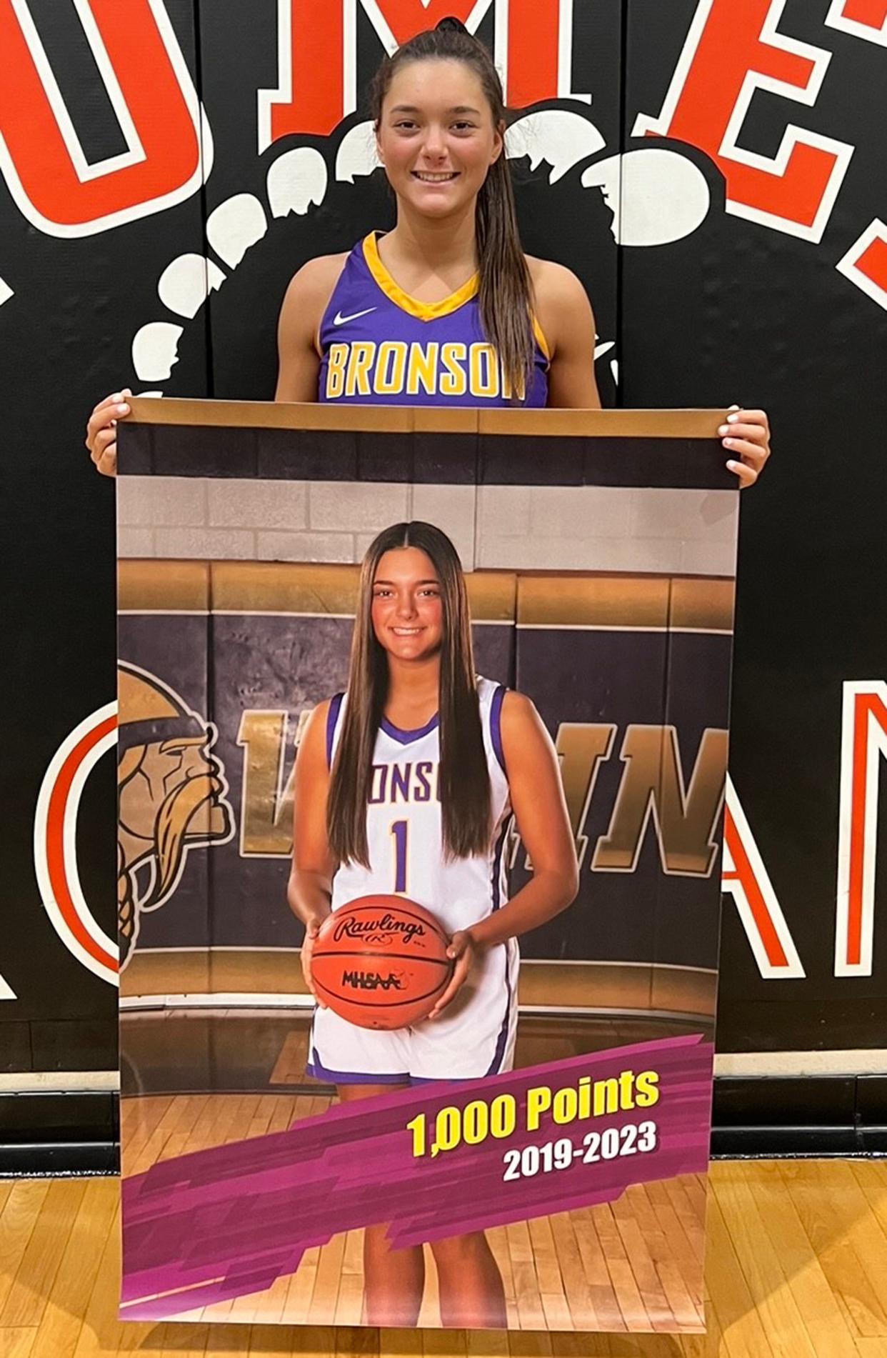 Bronson senior Haylie Wilson recently scored her 1000th career point, doing so in a win over the Homer Trojans back on Jan. 13